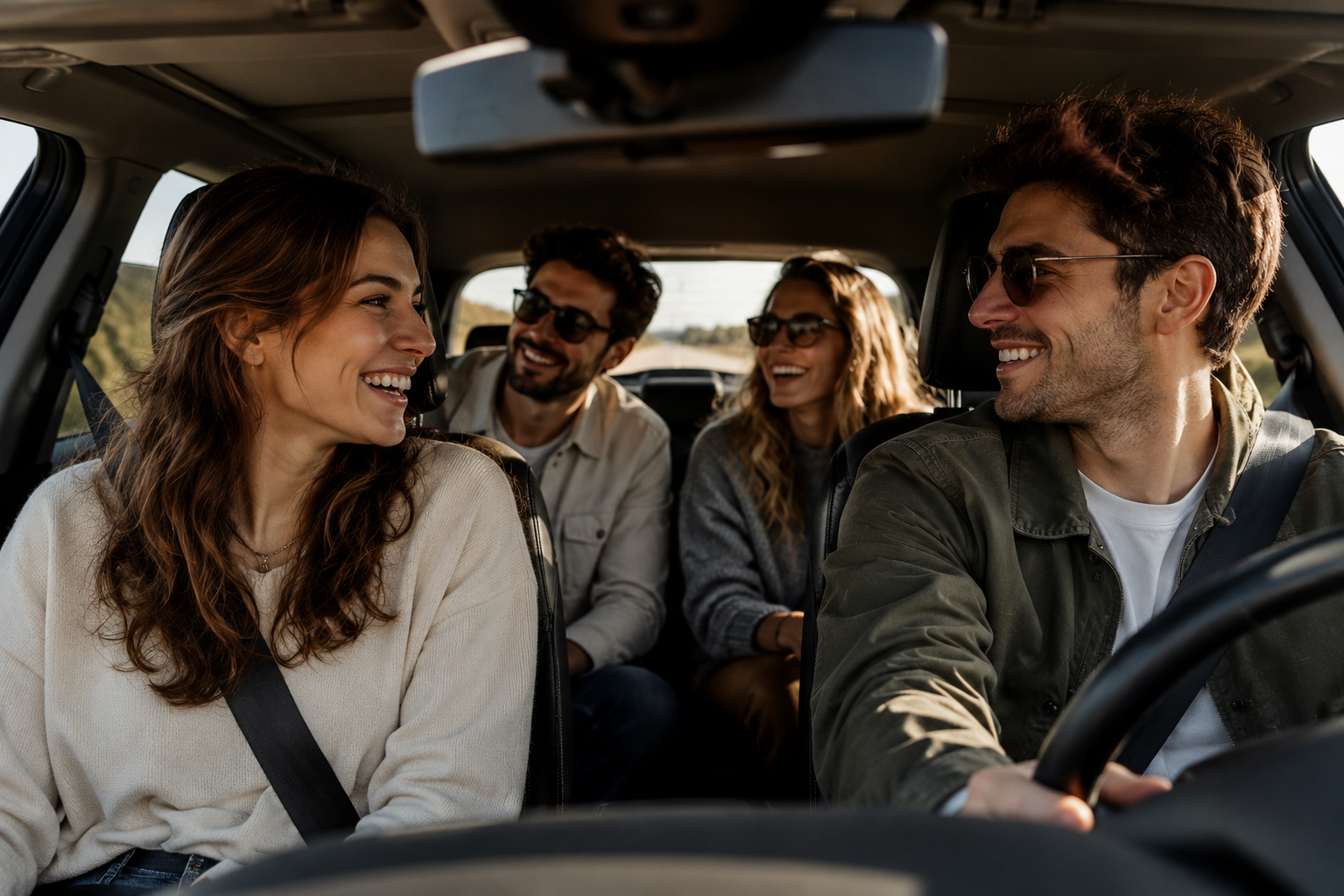 Personnes échangeant naturellement en voiture